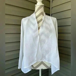 LUNG O L’A RNO 100 % Linen Women’s Sz S White Jacket Made In Italy 🇮🇹